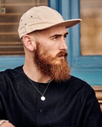 Natural Seeded Chambray cap worn by Chris