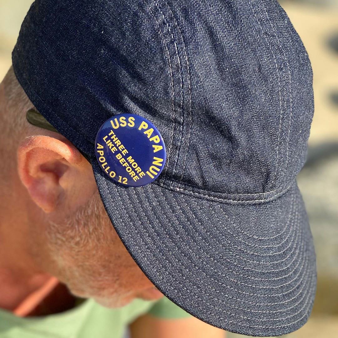 The PT109'ers cap. Indigo denim, classic aviator-style cap.