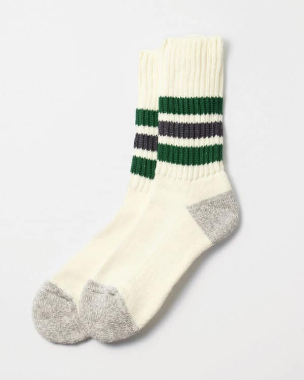 RoToTo Coarse Ribbed Oldschool Socks - Green/Charcoal