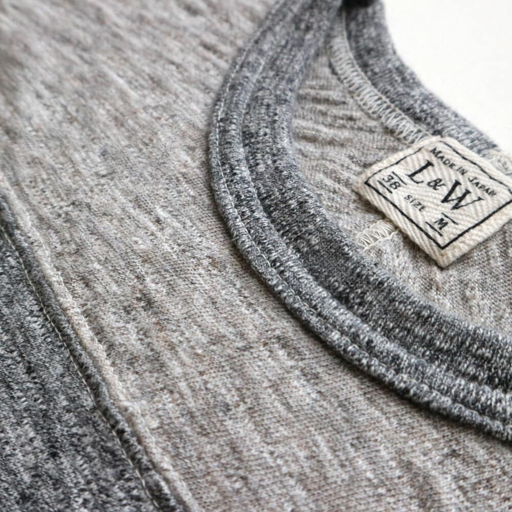 Loop & Weft Contrast Yoke Quarter Sleeve Crewneck - Dark Grey Two Tone