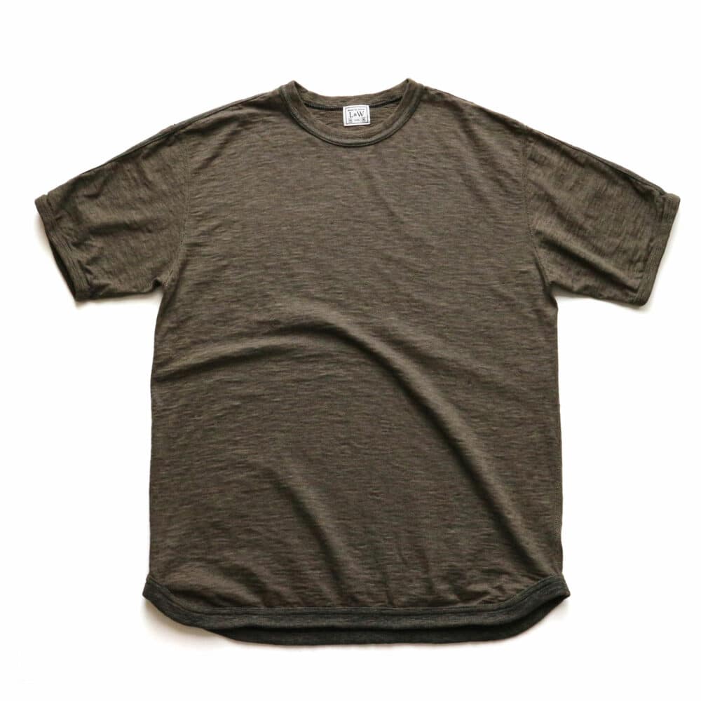 Loop & Weft Seam Ribbed Taping S/S Crewneck - Army Olive