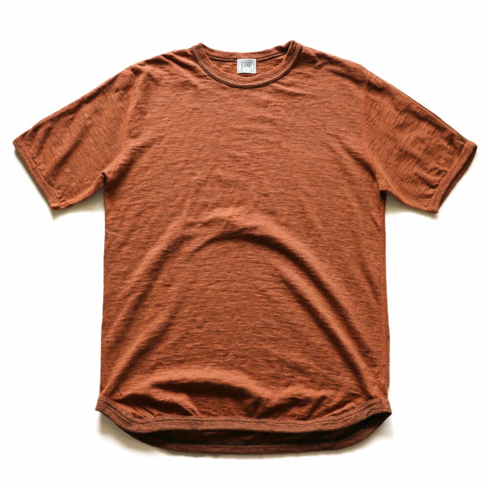 Loop & Weft Seam Ribbed Taping S/S Crewneck - Orange Brown