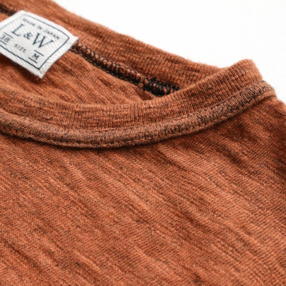 Loop & Weft Seam Ribbed Taping S/S Crewneck - Orange Brown