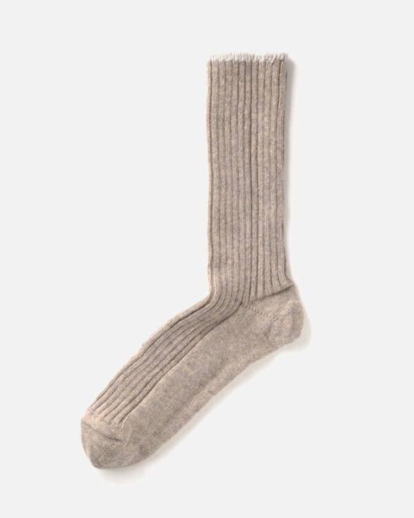 RoToTo Recycle Ribbed Crew Socks - Beige