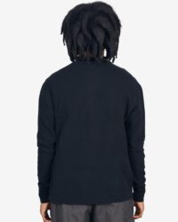 Loop & Weft Fine Aran Honeycomb Henley Neck Thermal - Royal Black