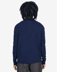 Loop & Weft Fine Aran Honeycomb Henley Neck Thermal in Dark Navy