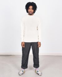 Loop & Weft Fine Aran Honeycomb Henley Neck Thermal in Vintage Ivory