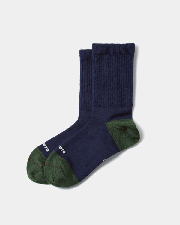 RoToTo Hybrid Crew Merino Socks - Navy/Dark Green