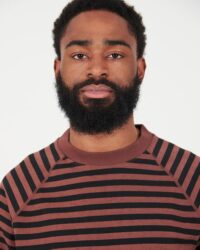 Jackman Dotsume Border Tee - Brown Umber/Black
