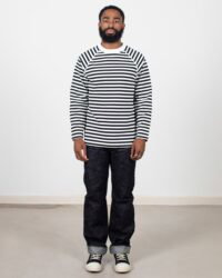 Jackman Dotsume Long Sleeve Border Shirt - Off White/Black