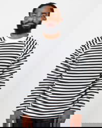Jackman Dotsume LS Border Shirt - White/Black · Those That Know