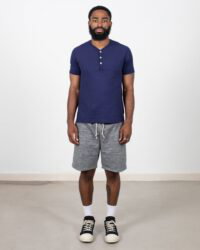 Loop & Weft Ribbed Military Henley - French Navy Blue
