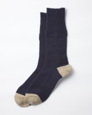 RoToTo Guernsey Pattern Crew Socks - Navy/Brown