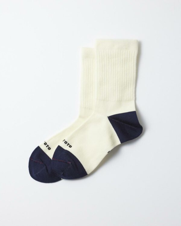 RoToTo Hybrid Crew Merino Socks - White/Navy