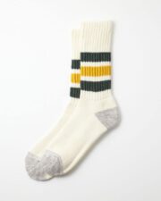 RoToTo Ribbed Oldschool Socks - Dark Green/Yellow