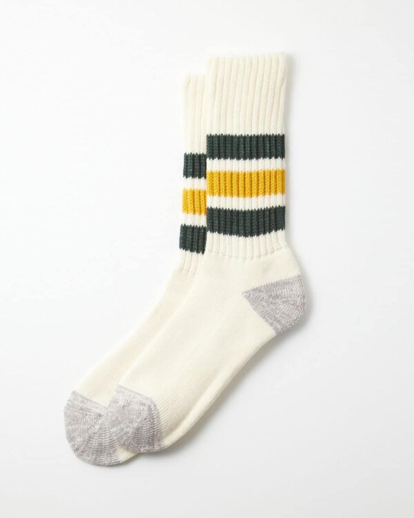 RoToTo Ribbed Oldschool Socks - Dark Green/Yellow