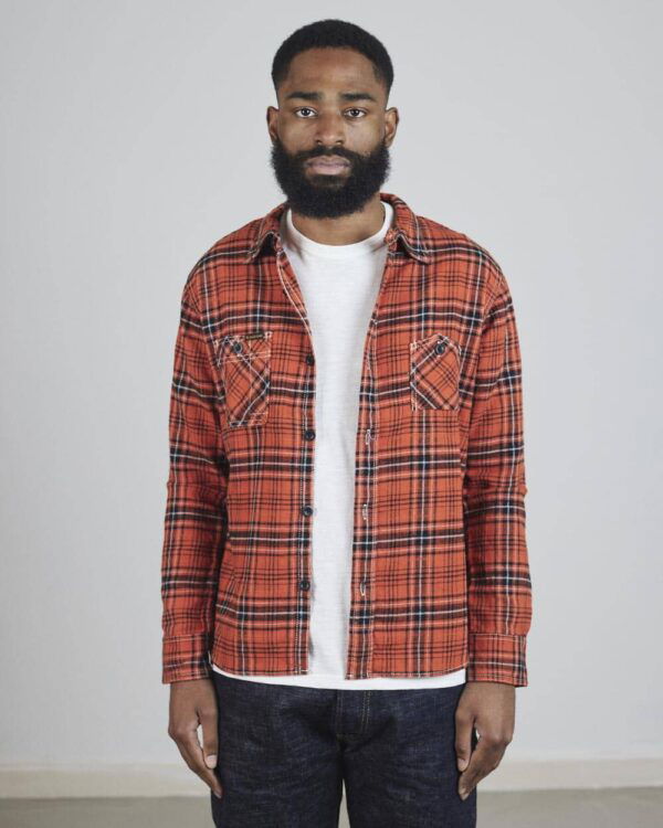 The Strike Gold SG2202 Brushed Check Work Shirt - Orange
