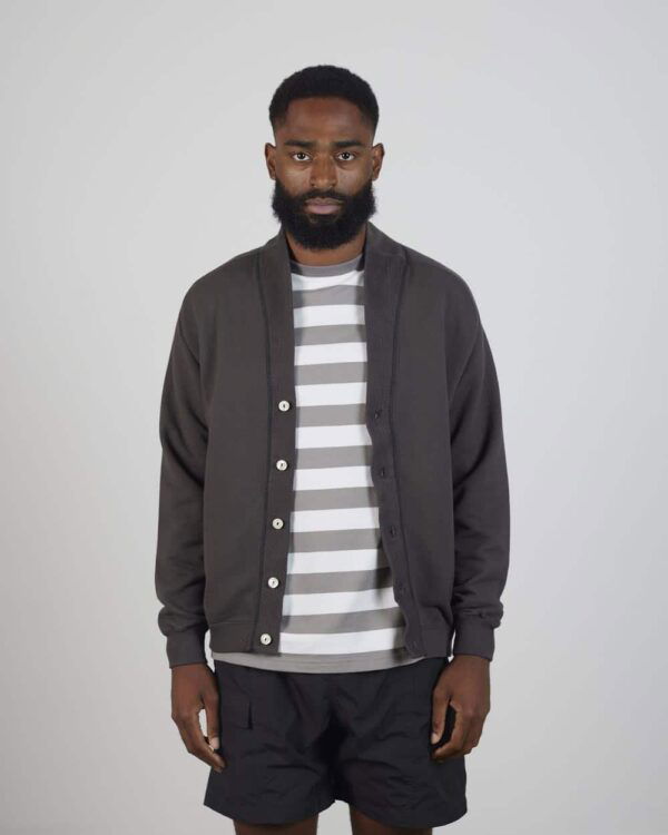 Loop & Weft Pile Shawl Collar Cardigan - Black