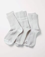 RoToTo Wool Daily 3 Pack Socks - Grey/Off White