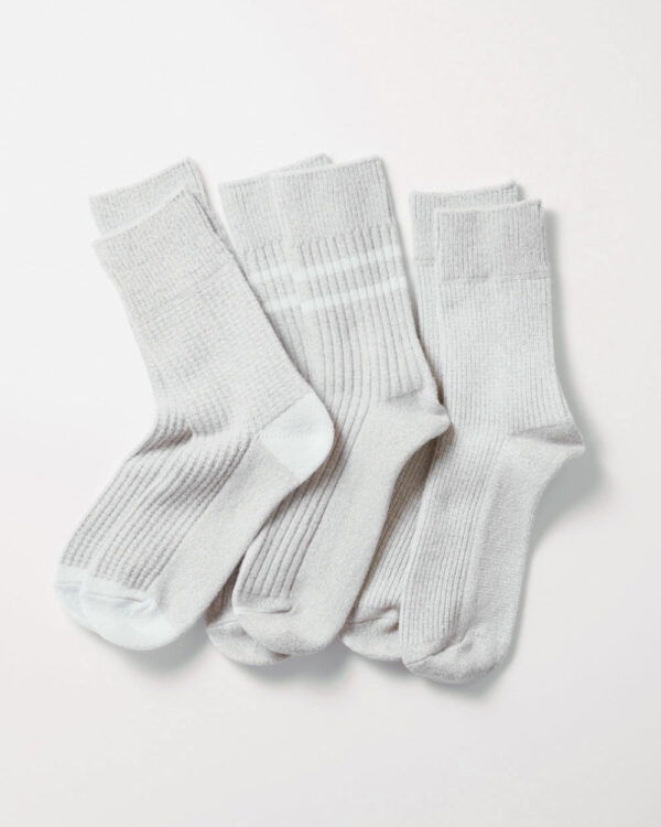 RoToTo Wool Daily 3 Pack Socks - Grey/Off White