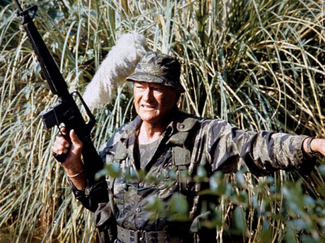 John Wayne in the movie "The Green Berets" wearing camouflage