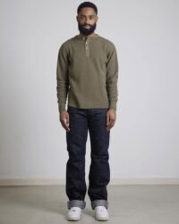 Loop & Weft Double Face Henley Thermal - Olive