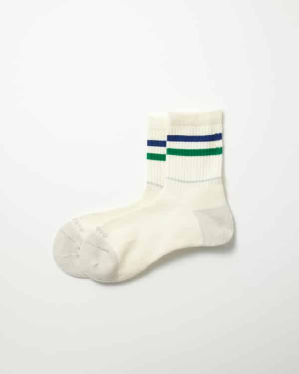 RoToTo Allrounder 2 Stripe Merino Crew Sock - Blue/Green