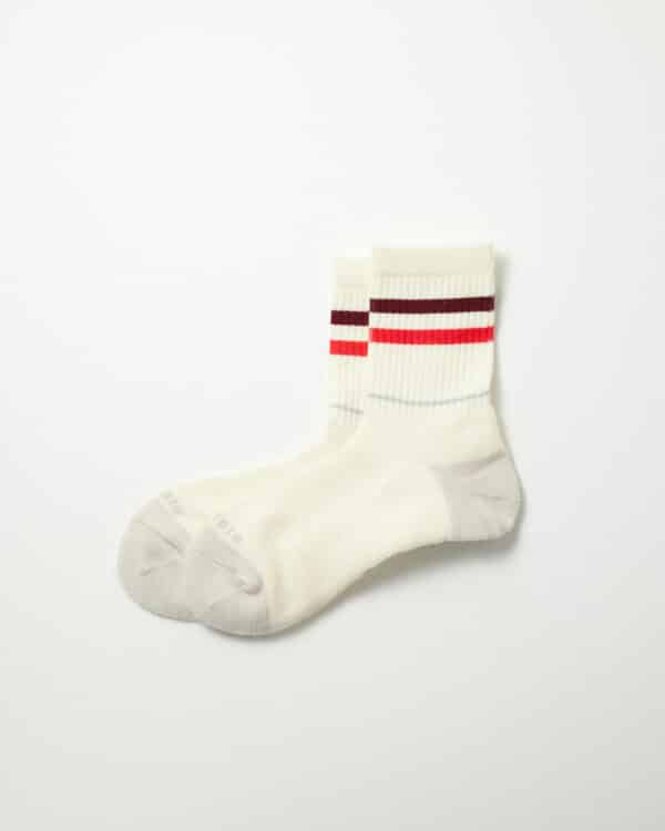 RoToTo Allrounder 2 Stripe Merino Crew Sock - Burgundy/Red