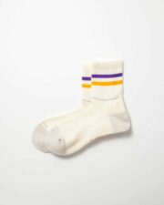 RoToTo Allrounder 2 Stripe Merino Crew Sock - Purple/Yellow