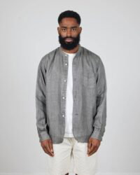 Seuvas Linen Band Collar Shirt - Black
