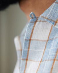 Seuvas Linen Open Collar Shirt - Blue