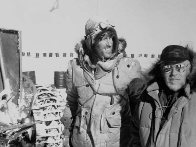 Edmund Hilary wearing a Ventile jacket during a British Trans-Antarctic expedition, 1950s