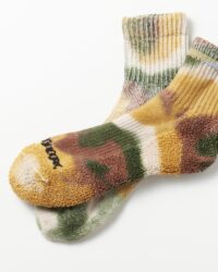 RoToTo Hemp/Organic Cotton Pile Ankle Sock "Tie Dye" - Green/Gold/Brown