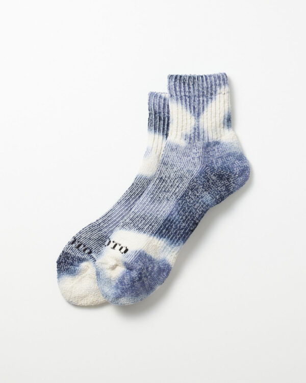 RoToTo Hemp/Organic Cotton Pile Ankle Sock "Tie Dye" - Navy/Blue