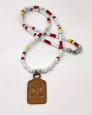 Red Rabbit Trading Co. Multi Coloured Beads with Vintage Copper Tag