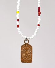 Red Rabbit Trading Co. Multi Coloured Beads with Vintage Copper Tag