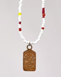 Red Rabbit Trading Co. Multi Coloured Beads with Vintage Copper Tag