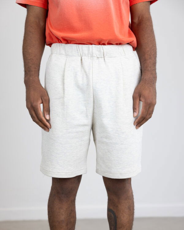 Riding High Bravo Yarn Sudare Pattern French Terry Shorts - Natural Grey