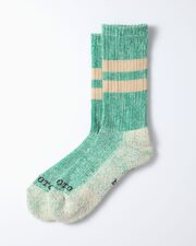 RoToTo Pile Stripe Marl Socks - Green/Beige