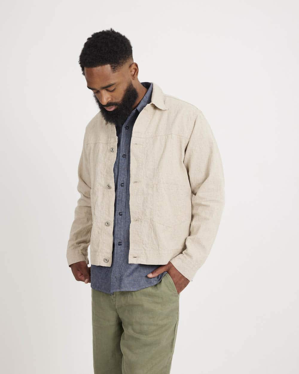 Seuvas Linen/Cotton Trucker Jacket