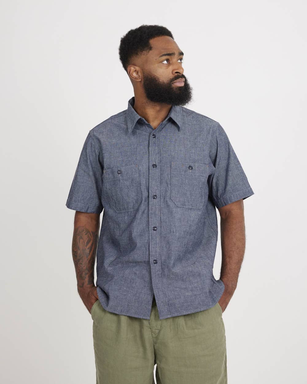 Selvedge Chambray Short Sleeve Work Shirt
