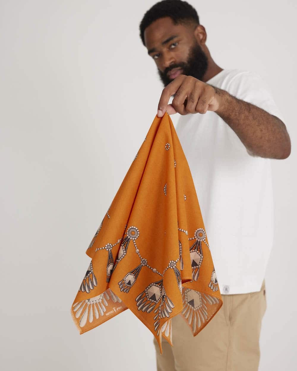 One Ear Brand Filigree Bandanna - Tangerine